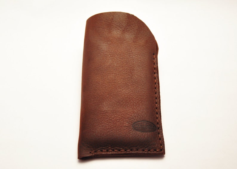 Custom-sized Simple Leather Phone Case / iPhone Pouch / Mobile Sleeve in Dark Brown Full Grain Leather image 2