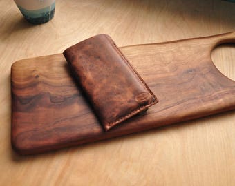 Custom Simple Leather Phone Case / iPhone Pouch / Mobile Sleeve in Brown Full Grain Leather