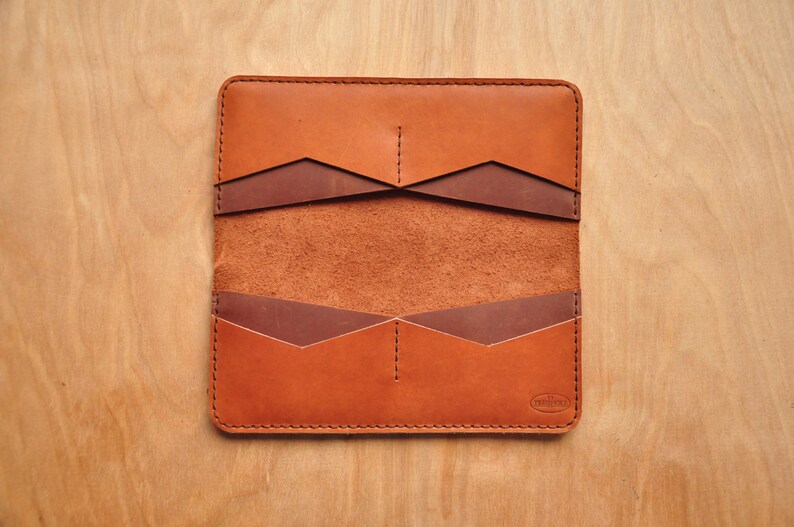 Cartera de mujer Treibholz / Chocolate oscuro y cuero bronceado / Minimalista / Simple / Señoras embrague / bolso imagen 2