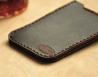 Dark Brown Leather Card Holder, Thick Horween Leather, Minimalist Design