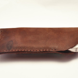 Custom-sized Simple Leather Phone Case / iPhone Pouch / Mobile Sleeve in Dark Brown Full Grain Leather image 3