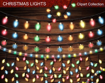 Colorful Christmas String Lights, Rope Lights -  Christmas Clipart Collection