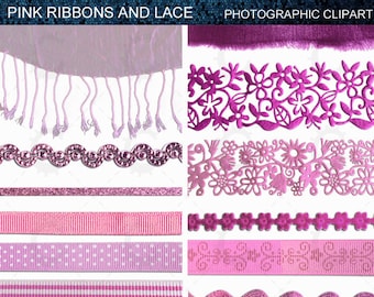 Pink Ribbon and Lace Overlays - Photographic Clipart Collection