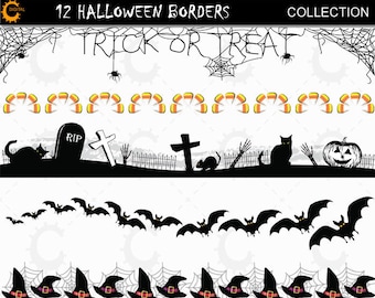 12 Highly Detailed Halloween Borders - Vector Clipart