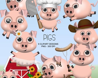 Adorable Pigs - Clipart Collection