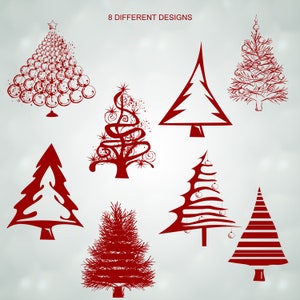 80 Modern Christmas Tree Silhouettes Clipart Collection image 2