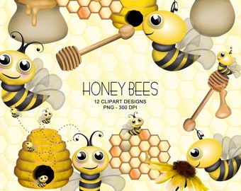Honey Bees - Springtime Clipart Collection