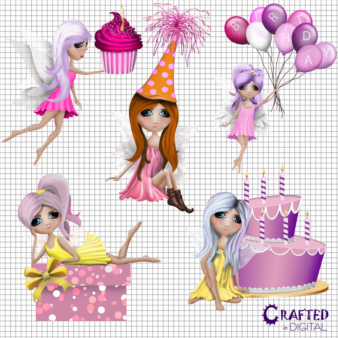 Birthday Fairies Clipart Collection - Etsy Australia