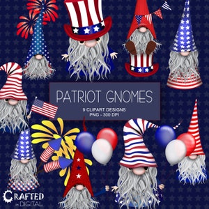 Patriot Gnomes- American Patriotic & 4th of July Clipart Collection