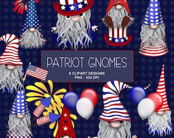 Patriot Gnomes- American Patriotic & 4th of July Clipart Collection