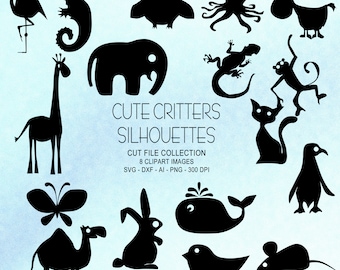 Cute Critters Cut File Collection - fichiers svg / dxf / ai / png adaptés à la cricut, à la silhouette, à la découpe laser et au routage CNC