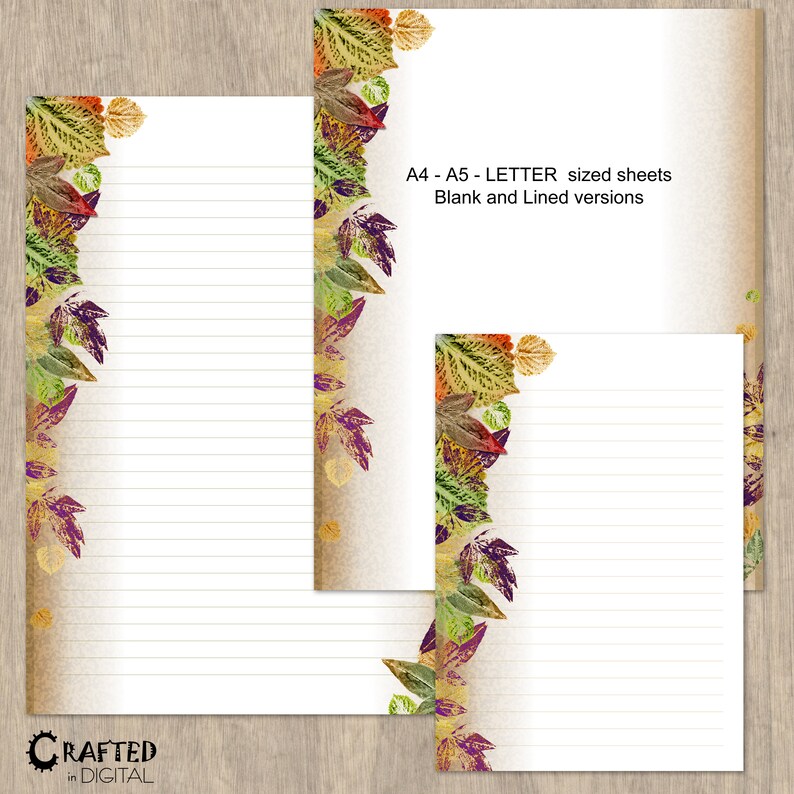 Autumn Leaves Printable Stationery Set Digital Letter Paper | Etsy