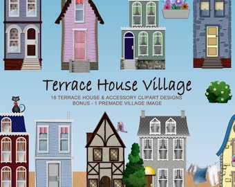 Maisons Terrasse - Village Clipart Collection