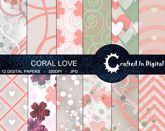 Wine & Gold Love Digital Paper Collection 12x12 | Etsy