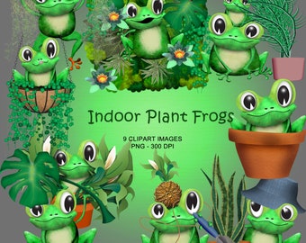 Indoor Plant Frogs - Clipart Collection