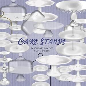May include: A collection of 14 white cake stands in various styles and sizes. The stands are made of ceramic and feature a variety of decorative details, including pearl accents, scalloped edges, and intricate designs. The stands are perfect for displaying cakes, cupcakes, and other desserts.