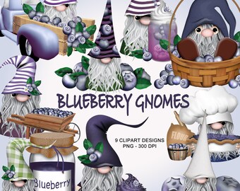 Blueberry Gnomes - Summer Clipart Collection