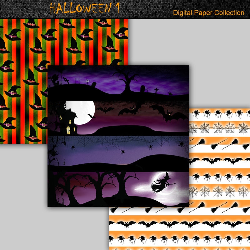Halloween Digital Paper - Scrapbook Collection 12x12 - Etsy