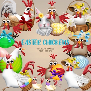 Easter Chickens Clipart Collection