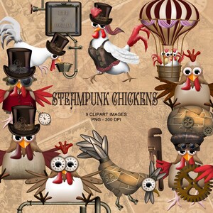 Steampunk Hühner Clipart Kollektion