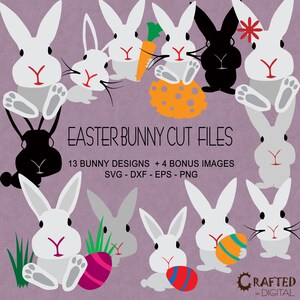 Collection de fichiers de découpage de lapin de Pâques - svg/dxf/eps/png files appropriées pour le cricut, la silhouette, la découpe de laser et le routage de cnc