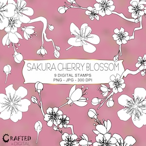 9 Sakura/Kirschblüte Digitale Briefmarken - Flower Digistamp Collection