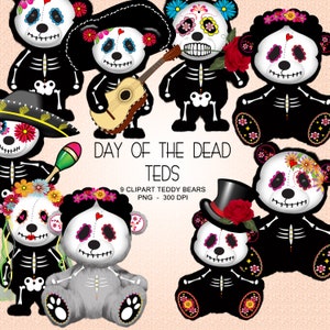 Day Of The Dead Teds - Tag der Toten Teddybären Clipart Kollektion
