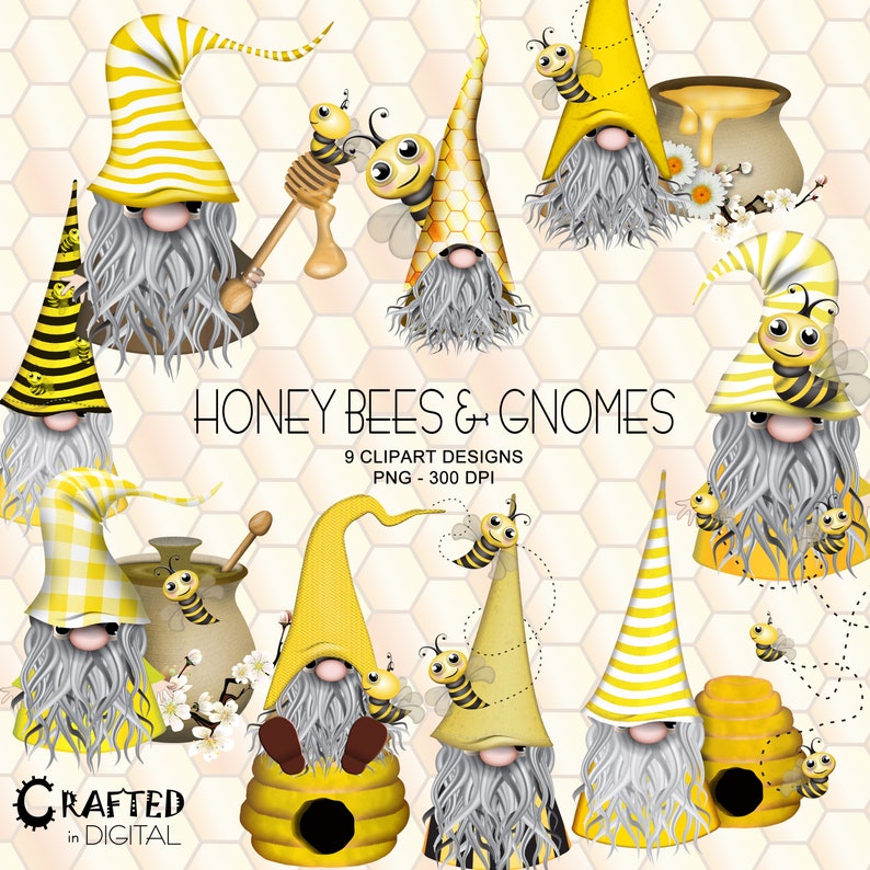 Download Honey Bees & Gnomes Spring Clipart Collection | Etsy