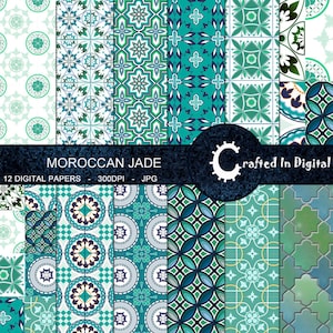 Jade Marocain - Collection de papier numérique sur le thème des carreaux marocains 12x12