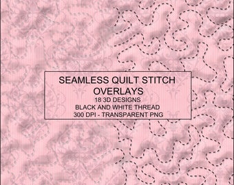 Seamless Quilt Stitch Overlays - 18 Stitch Designs