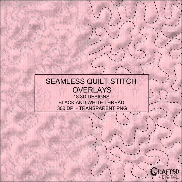 Seamless Quilt Stitch Overlays - 18 Stitch Designs