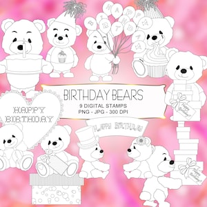 Sellos digitales Birthday Bears - Teddy Bears Digistamp Collection