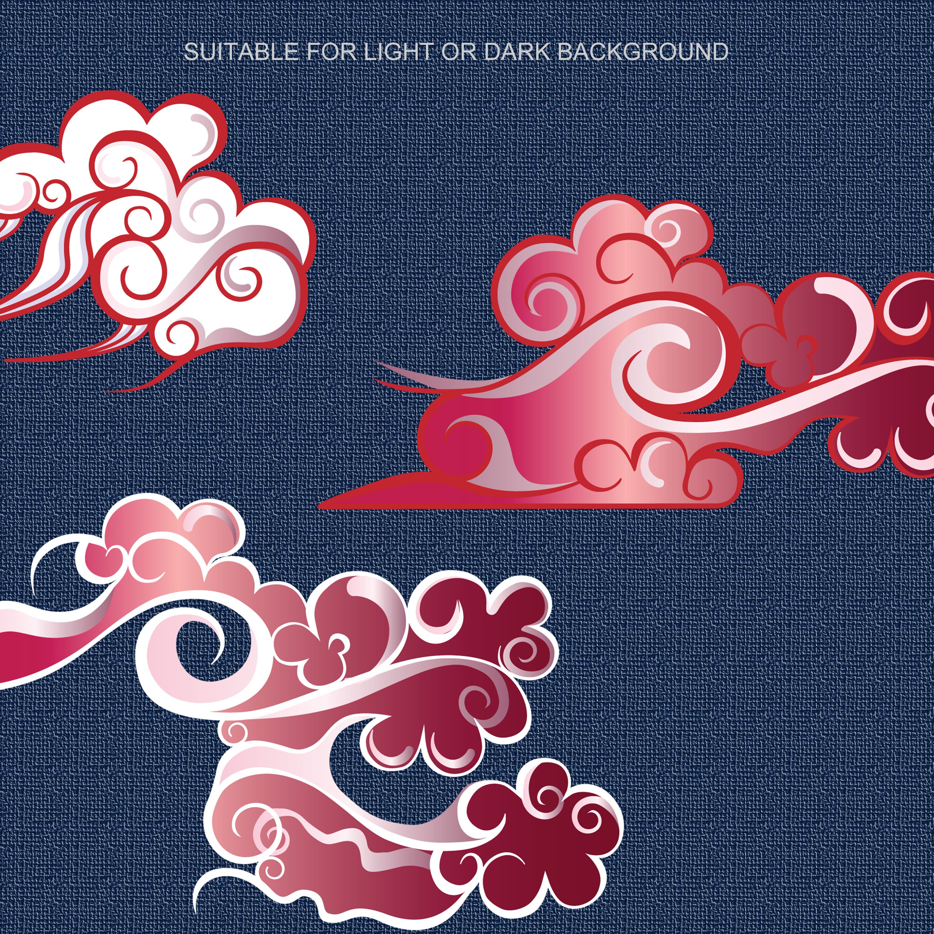 その他 MitsuSakakibara:CloudsInTheWater Red Japanese Clouds Clipart Collection - Etsy