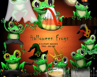 Super scary Halloween Frogs - Clipart Collection