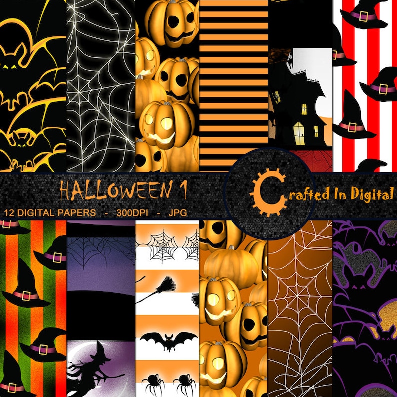 Halloween Digital Paper Scrapbook Collection 12x12 - Etsy