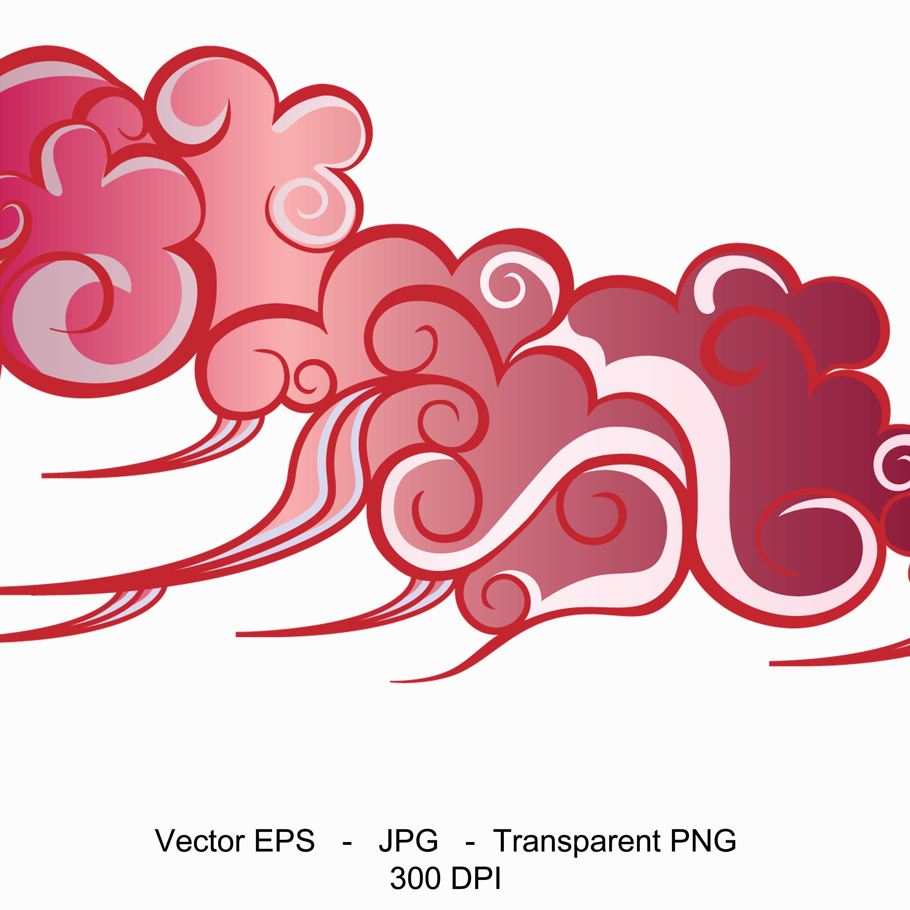 Red Japanese Clouds Clipart Collection - Etsy