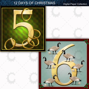 12 Days of Christmas Vignettes Digital Paper Collection image 4