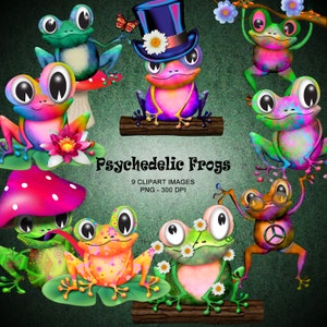 Psychedelic Frogs - Clipart Collection