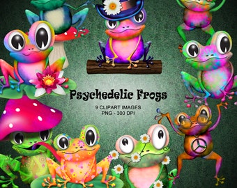 Psychedelic Frogs - Clipart Collection