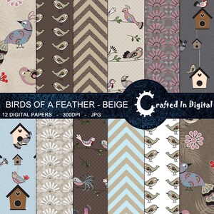 Birds Of A Feather in Beige - Digitale Papiercollectie 12x12
