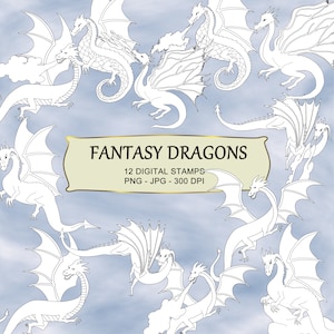Fantasy Dragons Digital Stamps - Dragons Digistamp Collection