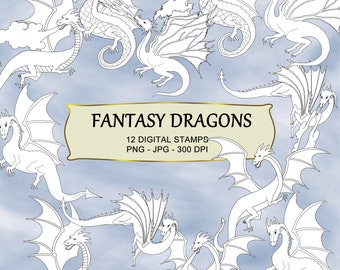Fantasy Dragons Digital Stamps - Dragons Digistamp Collection