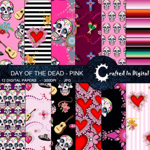 Day Of The Dead Pink- Digital Paper Collection 30x30