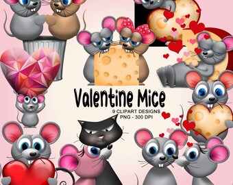 Valentine Mice - Valentine's Day Clipart Collection