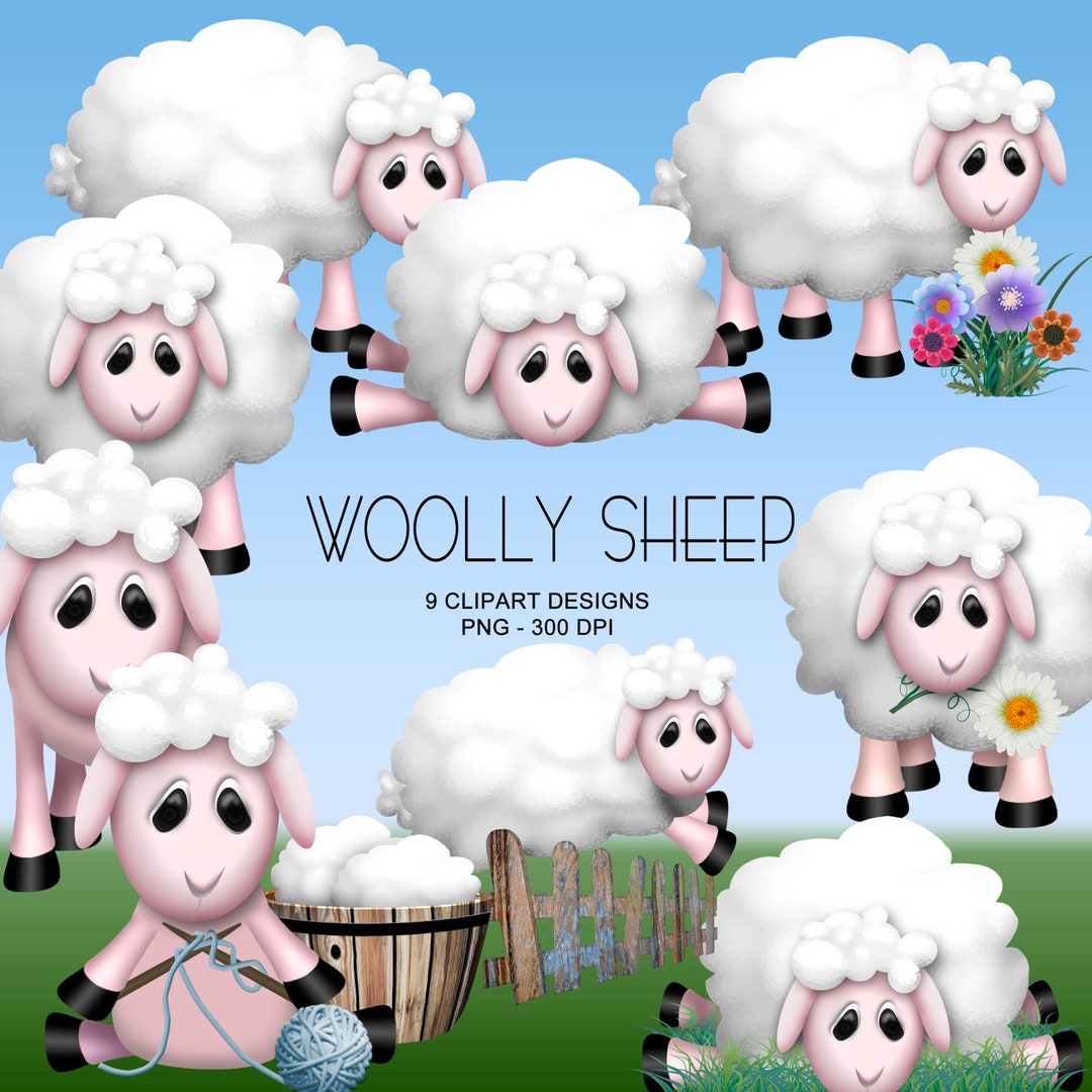 Woolly Sheep Clipart Collection - Sheep PNG - Etsy