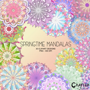 30 Springtime Mandala's &Mandala Overlays - Clipart Collectie