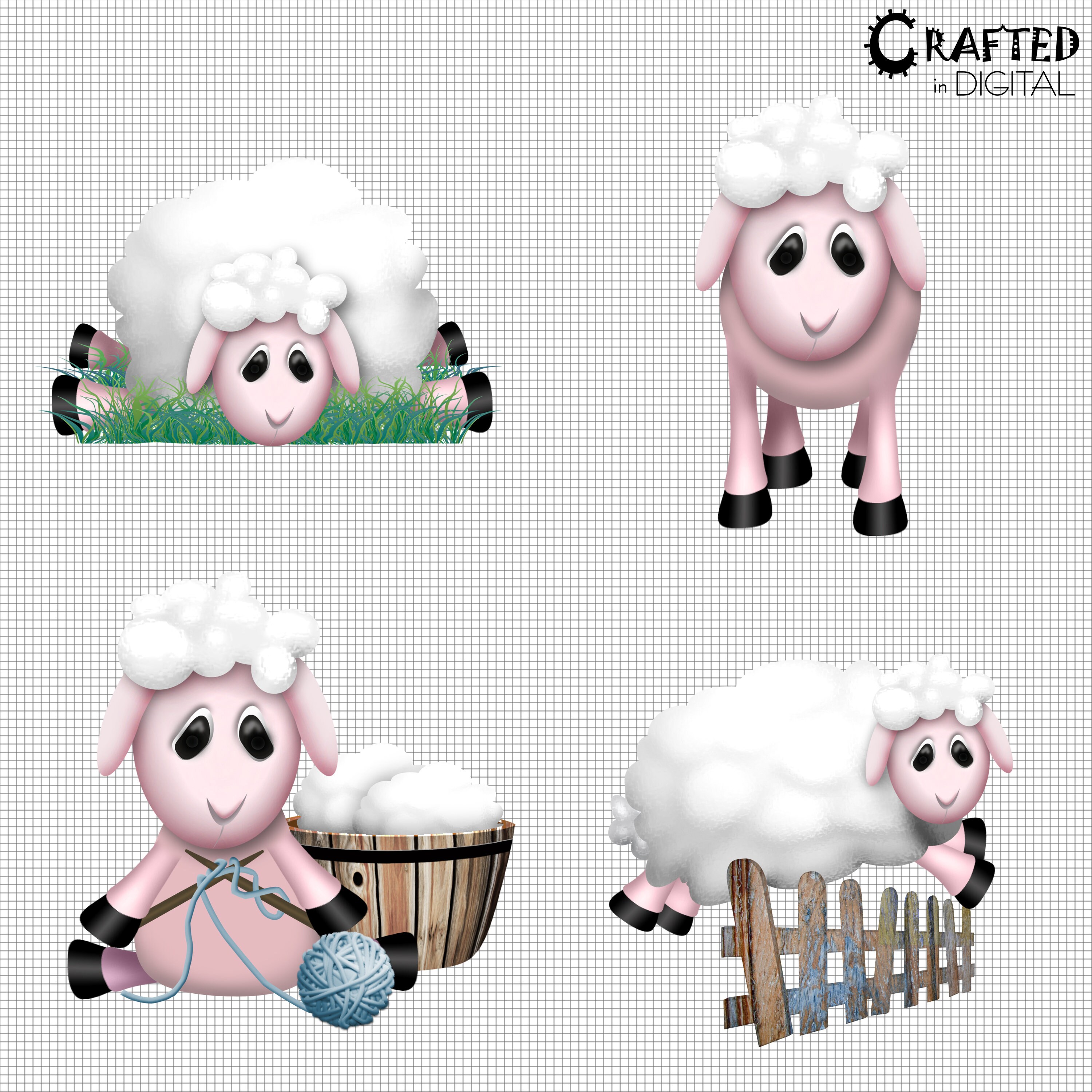 Woolly Sheep Clipart Collection - Sheep PNG - Etsy