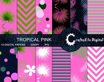 Tropical Pink - Digitale PapierCollectie 12x12