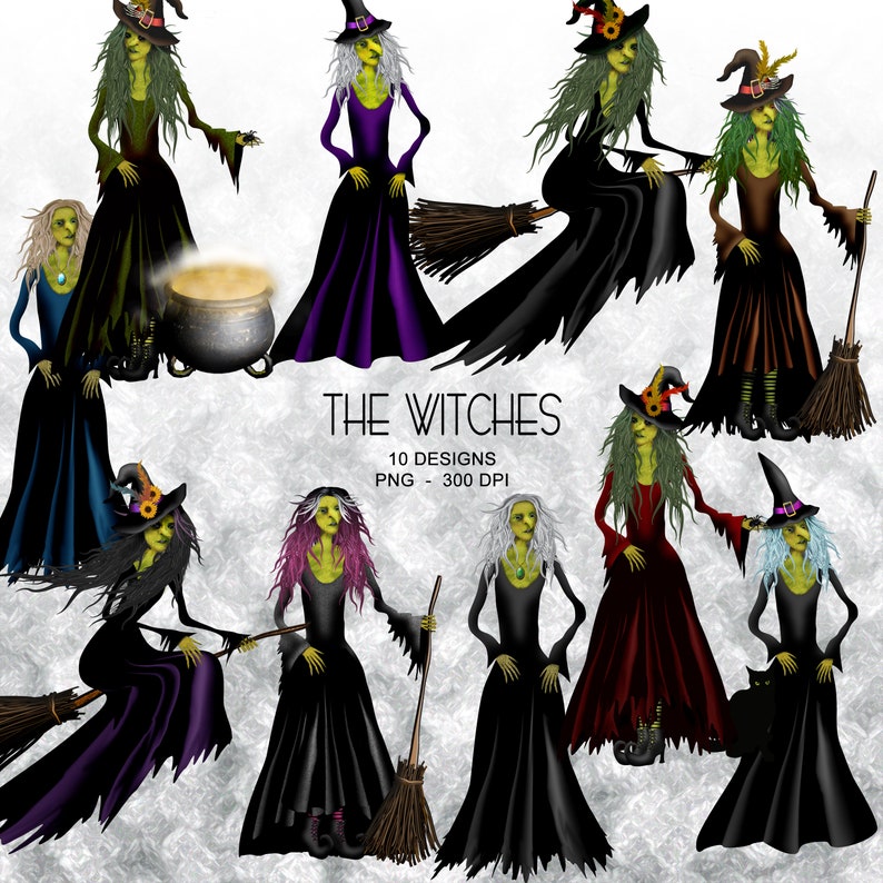 The Witches Halloween Clipart Collection image 1