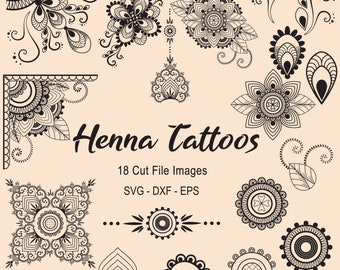 Henna Tattoo Style Cutting File Collection: SVG DXF EPS (Digital Download)